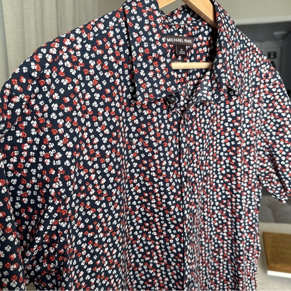 Michael Kors Men’s S/S Blue/white/orange Slim Fit Floral Button Up Size XL - Picture 4 of 10